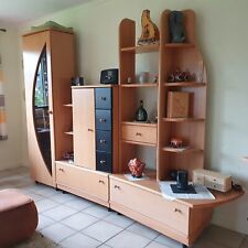 Moderne Anbauwand Erle massiv – mit schwarzen Schubläden - 305 cm