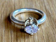 Toller Pandora Ring, bicolor, lila Zirkonia & Diamant, 925er Silber, Gr. 52