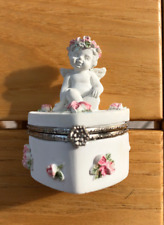 Herz Dose mit Engel Rosendekor Liebe Ring Taufe Geschenk Schwangerschaft