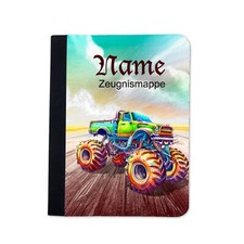 Zeugnismappe Monstertruck personalisiert Name Urkundenmappe Dokumente A4+