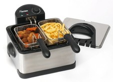 Bestron Fritteuse mit Öl Edelstahl Kaltzonenfritteuse XL 3 Körbe 4,5L 2000W