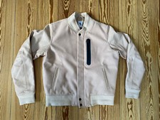 Nike Destroyer Varsity Letterman Stadium Jacket- Cream - Small - Leather sleeves