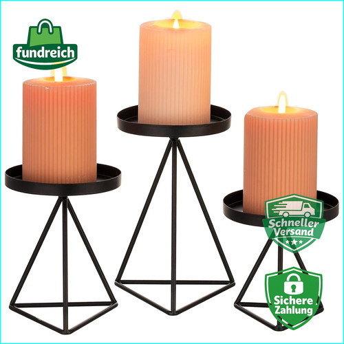 Kerzenständer schwarz 3er - schwarz, 3er-set