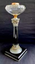 Antike Petroleumlampe Korinthische Säule Bleikristall Tank ohne Brenner um 1900