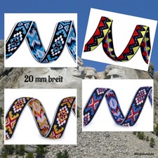 1 Meter Borte Webband 20 mm Indianer Motiv Verzierung Deko Zier Tipi Kleidung