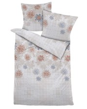 2  tlg. Dormisette Fein Biber Bettwäsche 80x80+155x220cm natur Blumen #7366-30