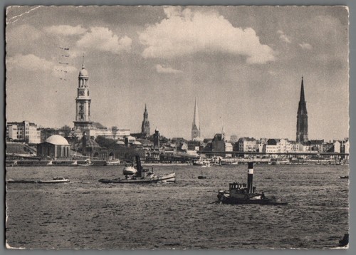 Hamburg hafen und türme - ak,