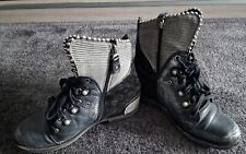 Maciejka Stiefel Boots Schuhe Größe 38 Grau Schwarz Silber Top Zustand 