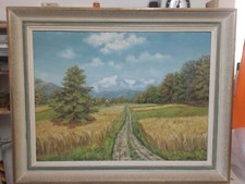 Grosses Gemälde,FELDWEG,Holzrahmen, signiert,Hollinger 1918-2014