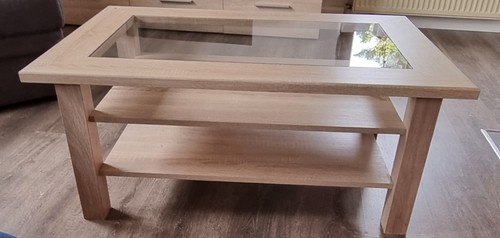 Couchtisch holz mit glasplatte - couchtisch,