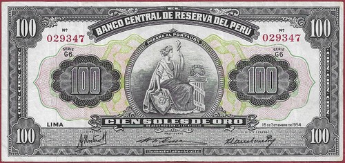 Peru 100 soles - 100, (1954)