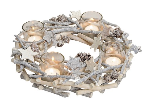 Adventskranz holz mit zapfen - adventskranz,
