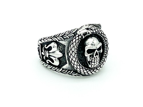 Skull silberring fleur lis - silberring, de