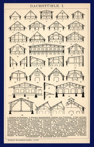 Druck anno 1896 - -, dachstühle