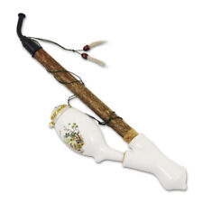 Gesteckpfeife, 35 cm, mit Weichselholzrohr und Hornbeißer. NEUWARE