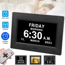 Digital Wecker 7 Zoll Kalender Tag Uhr Seniorenuhr LCD Display Wecker mit Datum