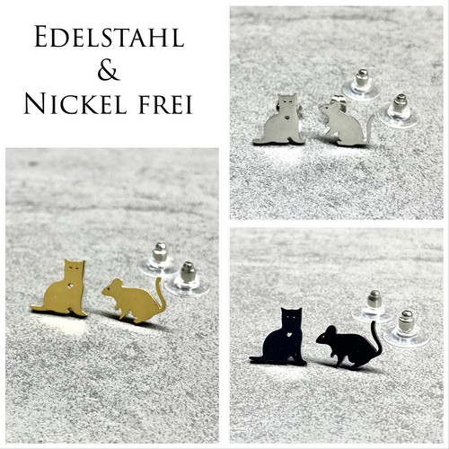 Ohrstecker katze maus - katze,