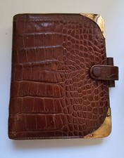 Filofax Classic Croc Organizer Pocket Leder Vintage Ecken massiv Rotgold 375 9ct