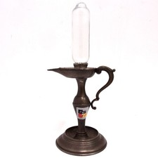 Öllampe Zinn 95% Petroleumlampe Stundenglas Dochtlampe 31 cm Leuchte Garten