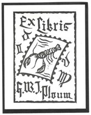 H. W. J. PLOUM: Eigen- Exlibris; Briefmarke mit Hummer