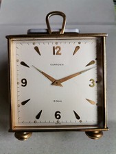 Tischuhr GUARDIER . Partneruhr Duo Face Messinggehäuse vergoldet 8 days