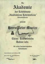 Diplom Urkunde Ehren Doktor Titel Lehrer Lehrerin