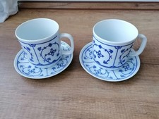 2 Jäger Eisenberg Original Blau Saks Porzellan Tassen/Untertassen Made in GDR