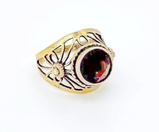 Alt 875er Silberring,Vergoldung,synthetischer Rubin,UdSSR,Sternstempel 1958-1964