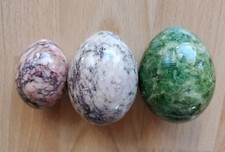3 x Mineralien Stein Ei - Alabaster + Jade + roter Stein - mit Mängeln