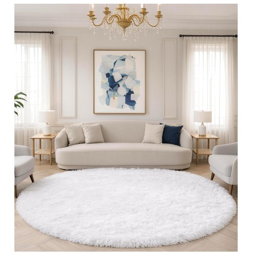 Teppich rund 100cm - , weiß