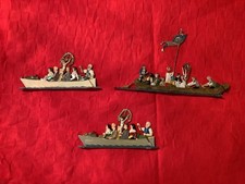 3 flache Zinnfiguren von Schweizer- Prozessions Schiffe- teils beidseitig bemalt
