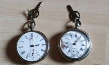 Zwei Alte Taschenuhren Cylindre 4 Rubis, 0.800 Silberpunze, Schlüssel Vintage 