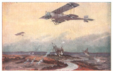 AK  Flugzeug - Militär-Doppeldecker auf Erkundungsflug an der Marne 1914-1918