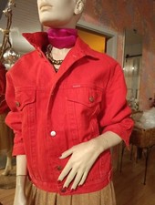 Damen Jeans Vintage Jacke Rot