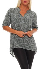 Damen Bluse mit V-Ausschnitt 3/4 Tunika T-Shirt mit Print 6703