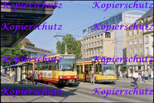 KB Original Dia, Straßenb Karlsruhe, AVG Gt8-80C 588 u.VBK Nf6 240 Hauptbahnhof