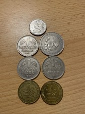 7 Münzen BRD : 2 DM, 3x 1 DM,2 x 10 Pfennig, 1 x 50 Pfennig