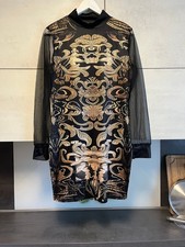 sehr schönes Bodycon Kleid mit Ornamendmuster / Transparenten Ärmeln Gr.XL 42/44