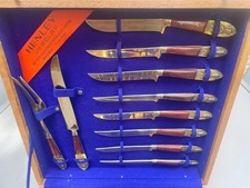 Vintage Siam Buddha Messing Besteck Set 28 Stück in Holz Box