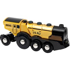 BRIO World 33630 Goldene Batterielok mit Licht und Sound - Mit Auskoppel-Funktio
