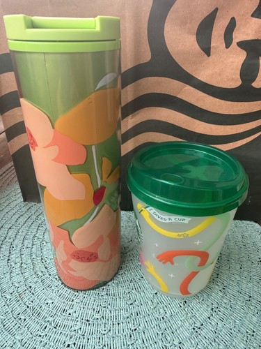 Starbucks tumbler floral - floral, green