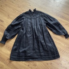 Isabel Marant EtuiKleid BW/Leinen schwarz Tunkia Rüsche36 Neu Ohne Etikett