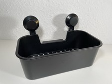 IKEA Tisken Korb mit Saugnapf Schwarz Bad Ablage Duschgel Dusche - NEU