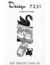 Vintage Filet Crochet Swan