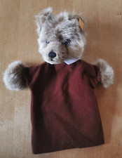 Steiff Handpuppe, Wolf, Plüsch, 27 cm, Art. Nr. 6473/27  Vintage