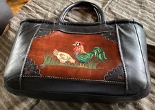 Trachtentasche/Salzburger Metzgertasche rest. handbemalt, Leder