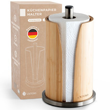 Exitoso Küchenrollenhalter stehend Bambus Edelstahl Küchenpapier Rollenhalter
