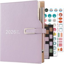 Terminplaner 2026 A5, Tagesplaner, Organizer, Kalender, Kunstleder, violett, ...