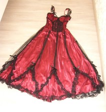 Westernkleid – Saloon Girl  – Victorian-Style -  Rot – Größe:  S