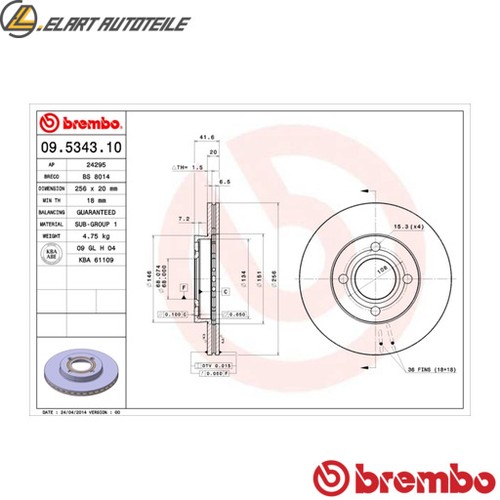 Bremsscheibe 5343 10 - bremsscheibe, 09.5343.10